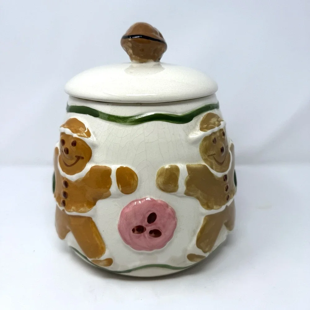 VINTAGE‎ LOS ANGELES POTTERY GINGERBREAD COOKIES ALL OVER COOKIE JAR